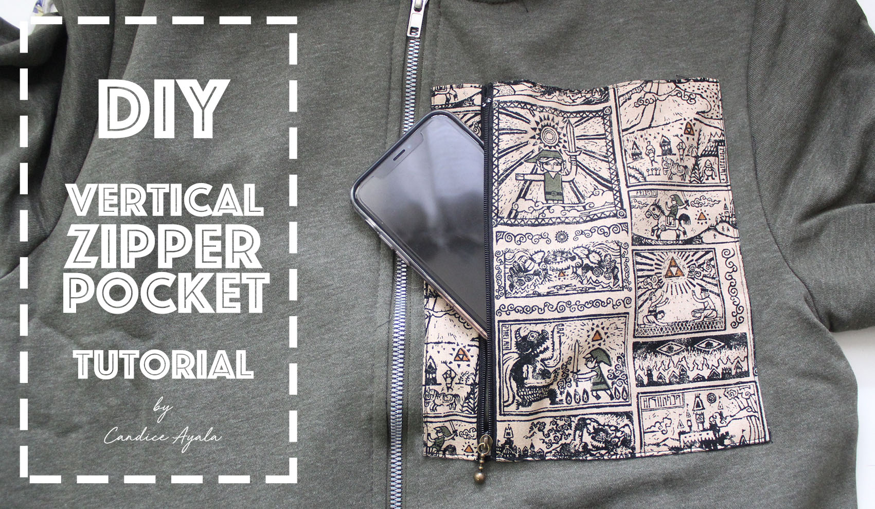 DIY Vertical Zipper Pocket Tutorial by Candice Ayala
