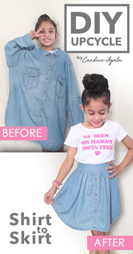 DIY Upcycled Shirt to Skirt Tutorial by Candice Ayala