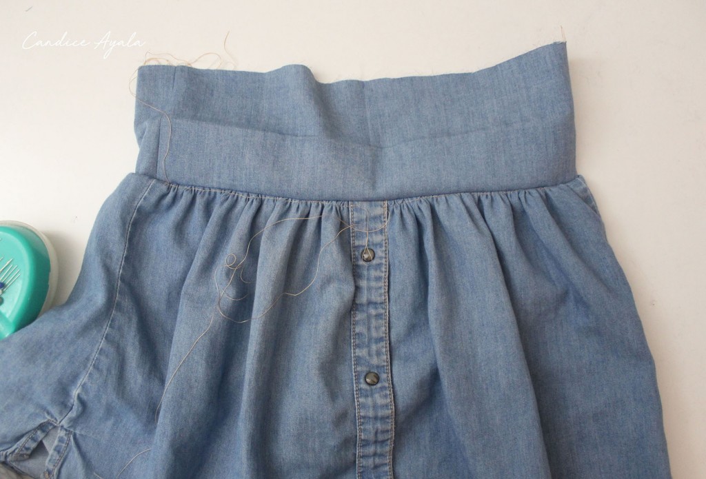 DIY Upcycled Shirt to Skirt Tutorial by Candice Ayala 
