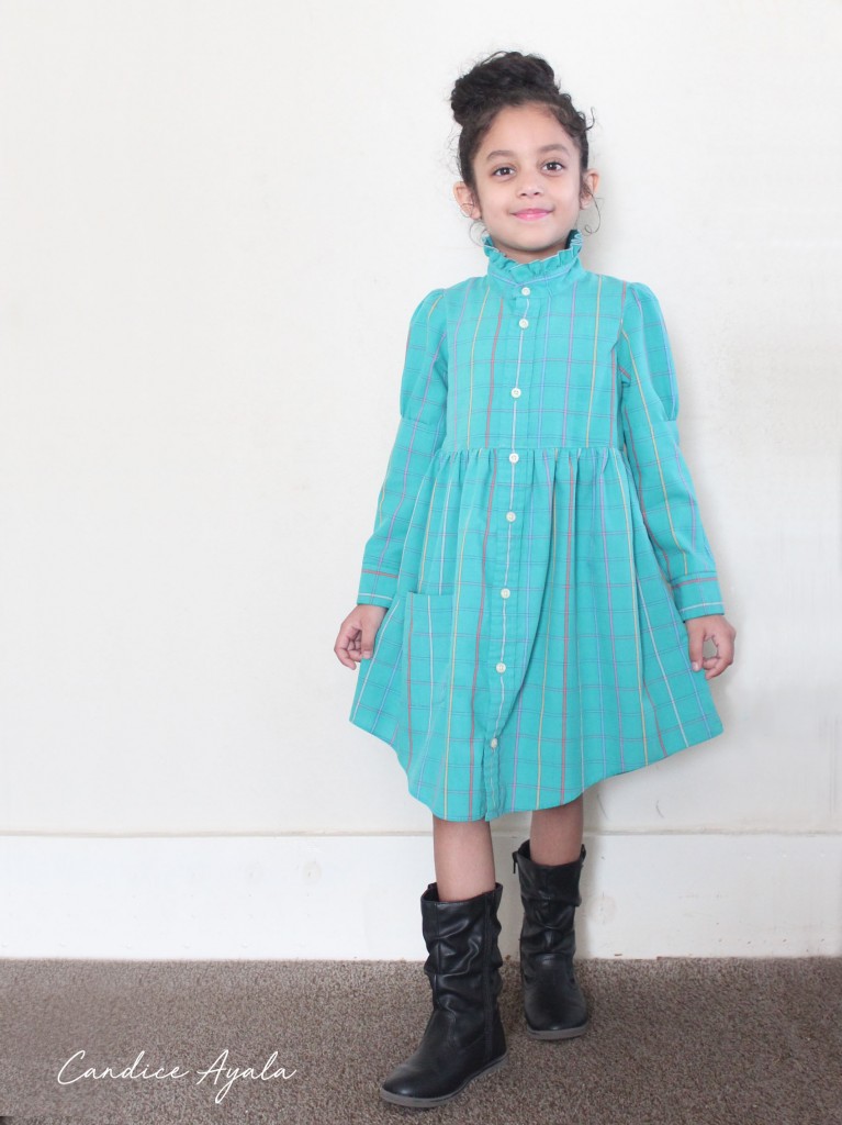 DIY Men's Shirt to Child's Dress sewn by Candice Ayala